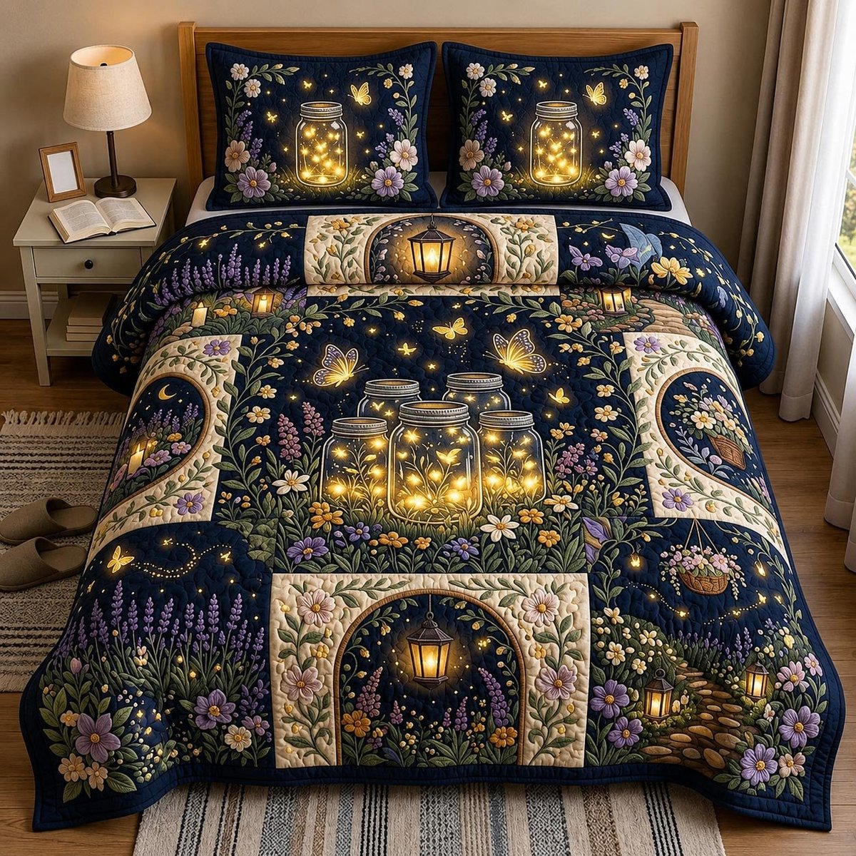 Petal Garden 3 Piece Quilted Bedding Set Gift For Flower Lovers
