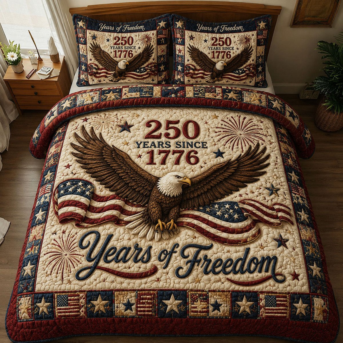 Heritage Patch 3 Piece Quilted Bedding Set Gift For African American Heritage Lovers