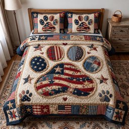 Freedom Paws Cat 3 Piece Quilted Bedding Set Gift For Dog Lovers