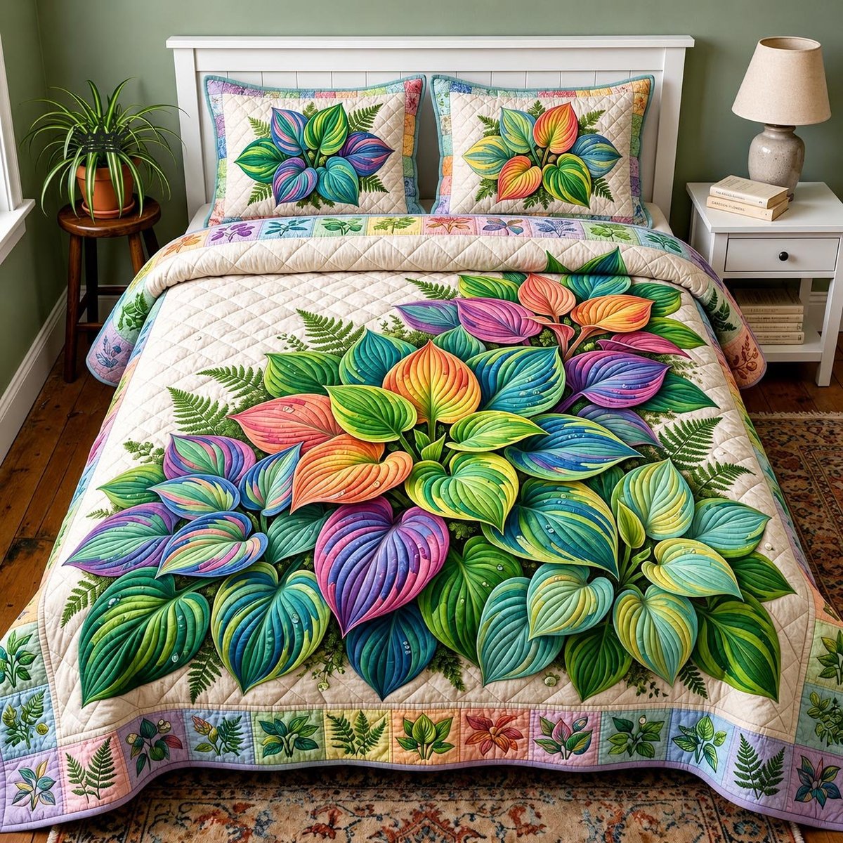 Garden Serenity 3 Piece Quilted Bedding Set Gift For Flower Lovers