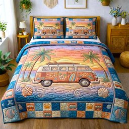 Beachside 3 Piece Quilted Bedding Set Gift For Beach Lovers