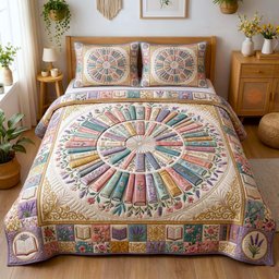 Wildflower Books 3 Piece Quilted Bedding Set Gift For Flower Lovers