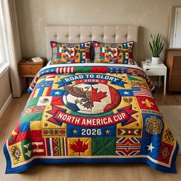 Eagle Crest 3 Piece Quilted Bedding Set Gift For Sports Fans