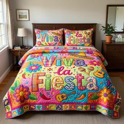 Viva Fiesta 3 Piece Quilted Bedding Set Gift For Home Decor Lovers