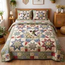 Floral Garden 3 Piece Quilted Bedding Set Gift For Flower Lovers