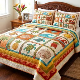 Paradise Vibes 3 Piece Quilted Bedding Set Gift For Home Decor Lovers