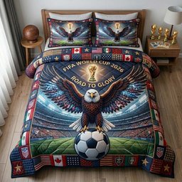 Eagle Glory Arena 3 Piece Quilted Bedding Set Gift For Sports Fans