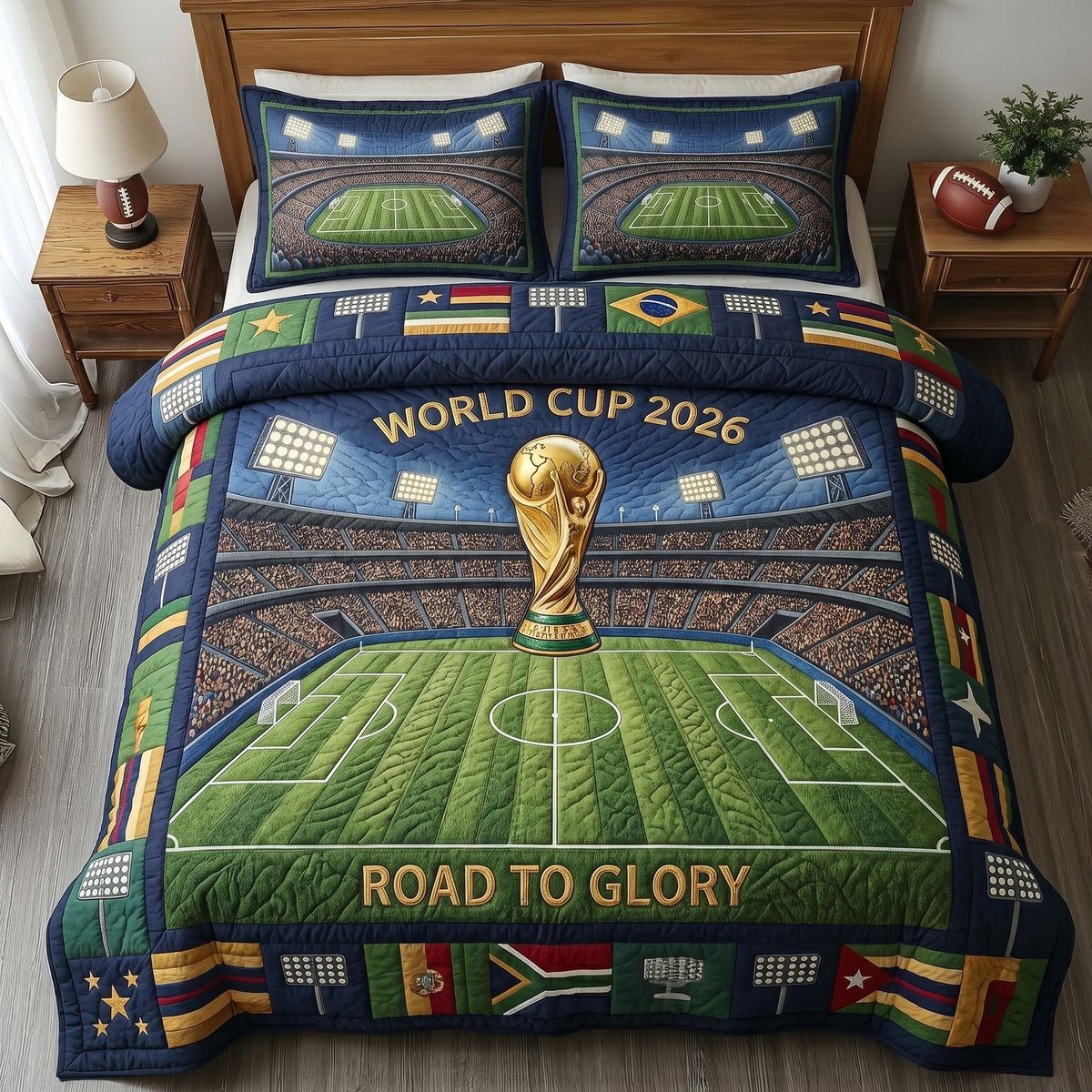 Stadium Glory Field 3 Piece Quilted Bedding Set Gift For Sports Fans