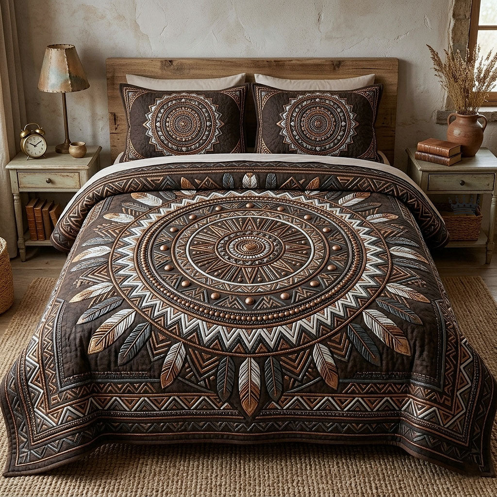 Tribal Heritage 3 Piece Quilted Bedding Set Gift For African American Heritage Lovers