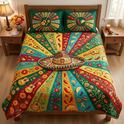 Mexican Bloom Quilt 3 Piece Quilted Bedding Set Gift For Home Decor Lovers