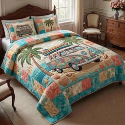 Beachside 3 Piece Quilted Bedding Set Gift For Beach Lovers