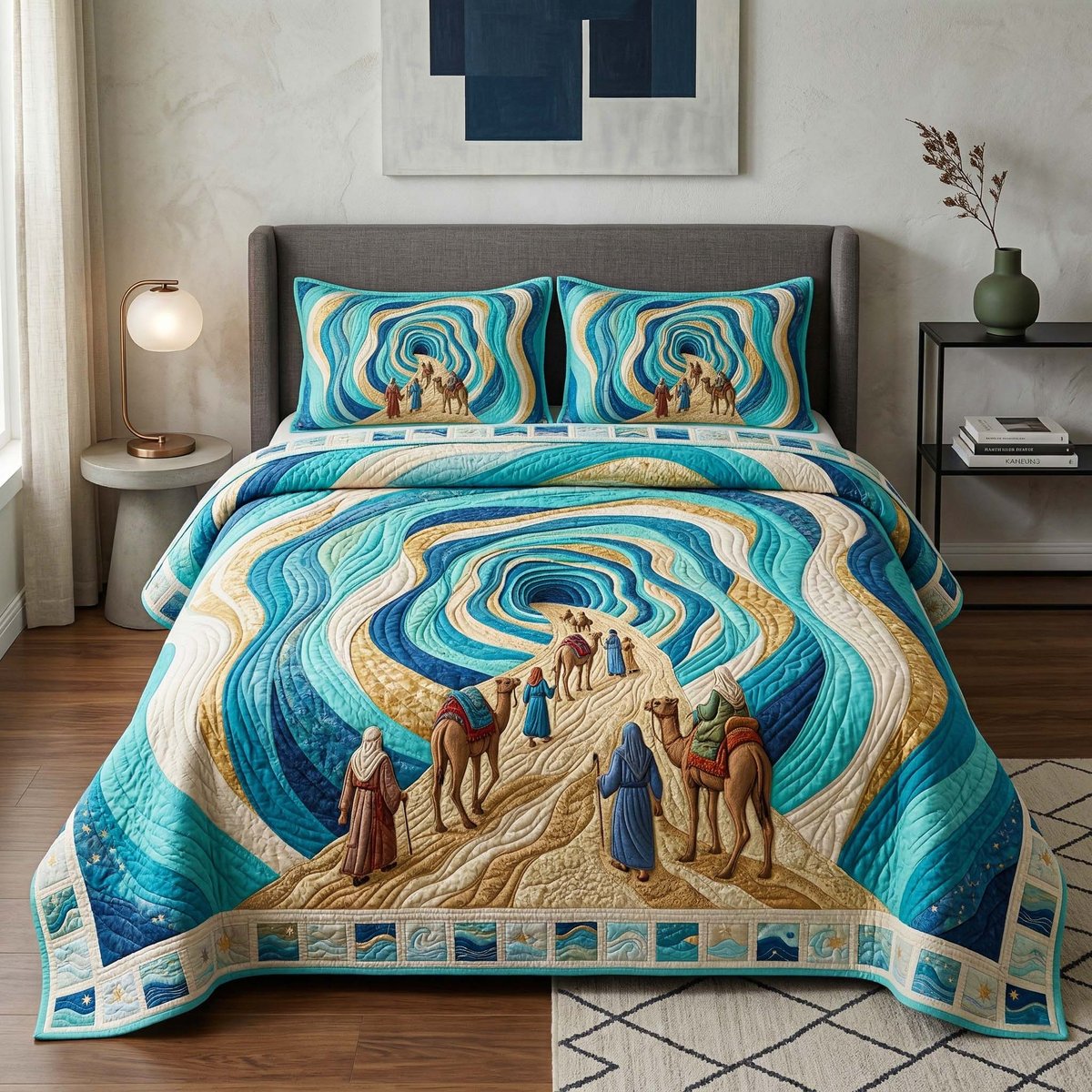 Desert Vortex 3 Piece Quilted Bedding Set Gift For Home Decor Lovers