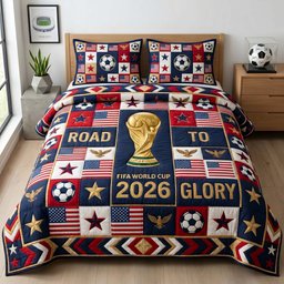 Glory Patch Cup 3 Piece Quilted Bedding Set Gift For Sports Fans
