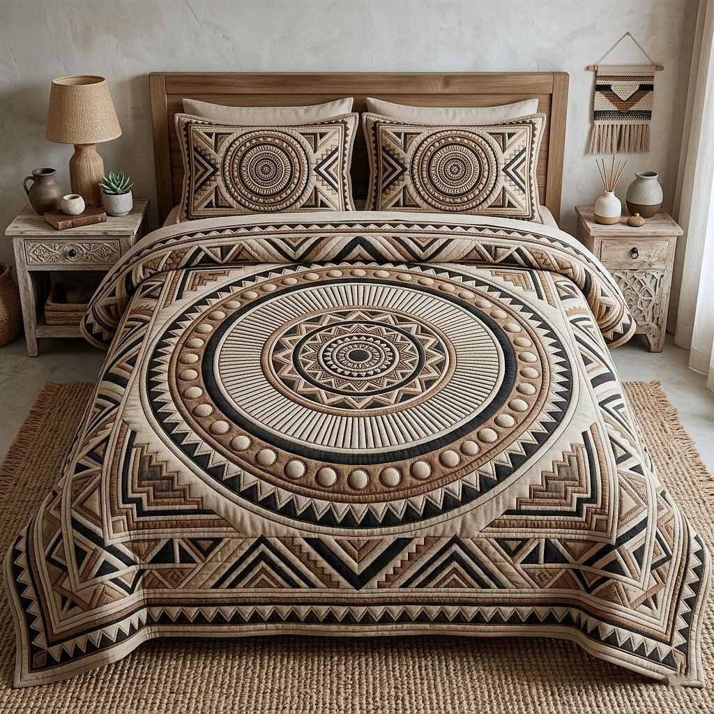 Tribal Heritage 3 Piece Quilted Bedding Set Gift For African American Heritage Lovers