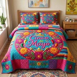Fiesta Bloom 3 Piece Quilted Bedding Set Gift For Flower Lovers