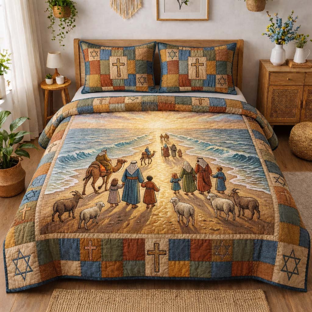 Miracle Sea Path 3 Piece Quilted Bedding Set Gift For Beach Lovers