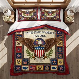 Freedom Emblem 3 Piece Quilted Bedding Set Gift For Home Decor Lovers