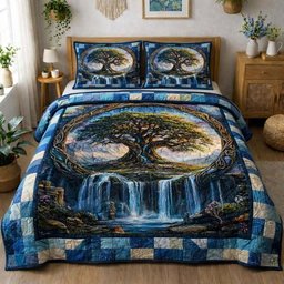 Tree of Life 3 Piece Quilted Bedding Set Gift For Home Decor Lovers