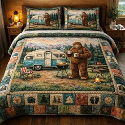 Bigfoot Trails 3 Piece Quilted Bedding Set Gift For Nature Lovers