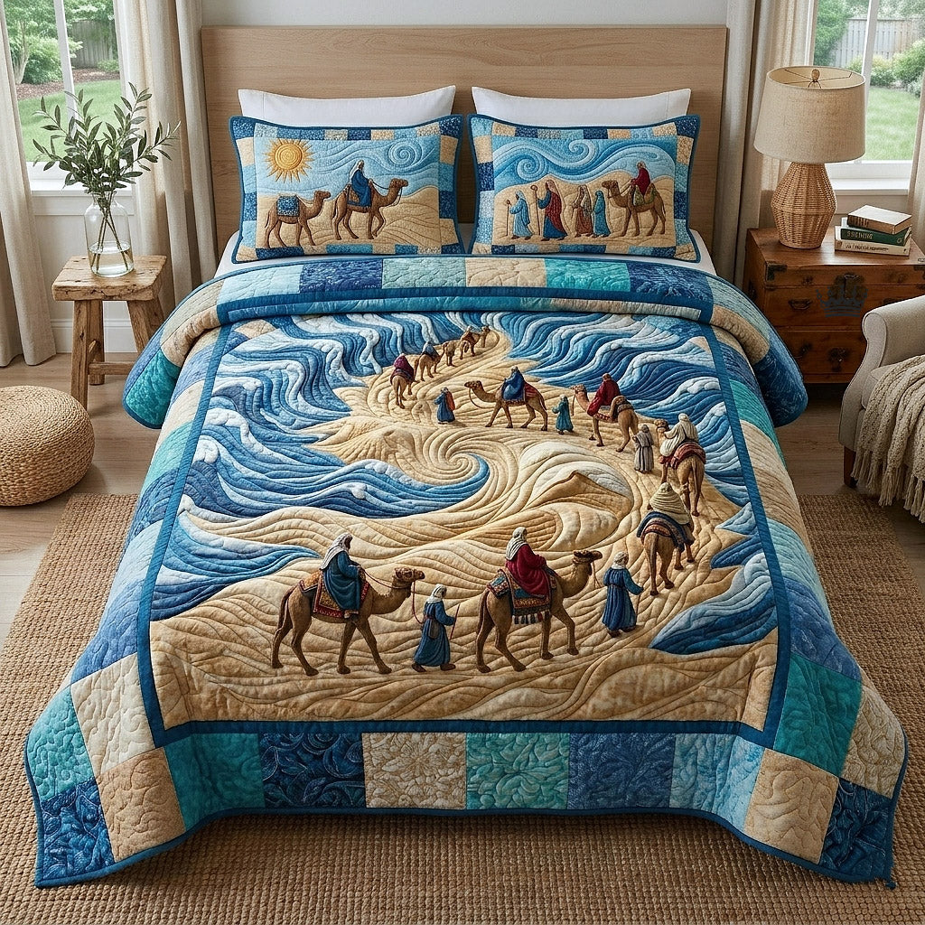 Passover Heritage 3 Piece Quilted Bedding Set Gift For African American Heritage Lovers