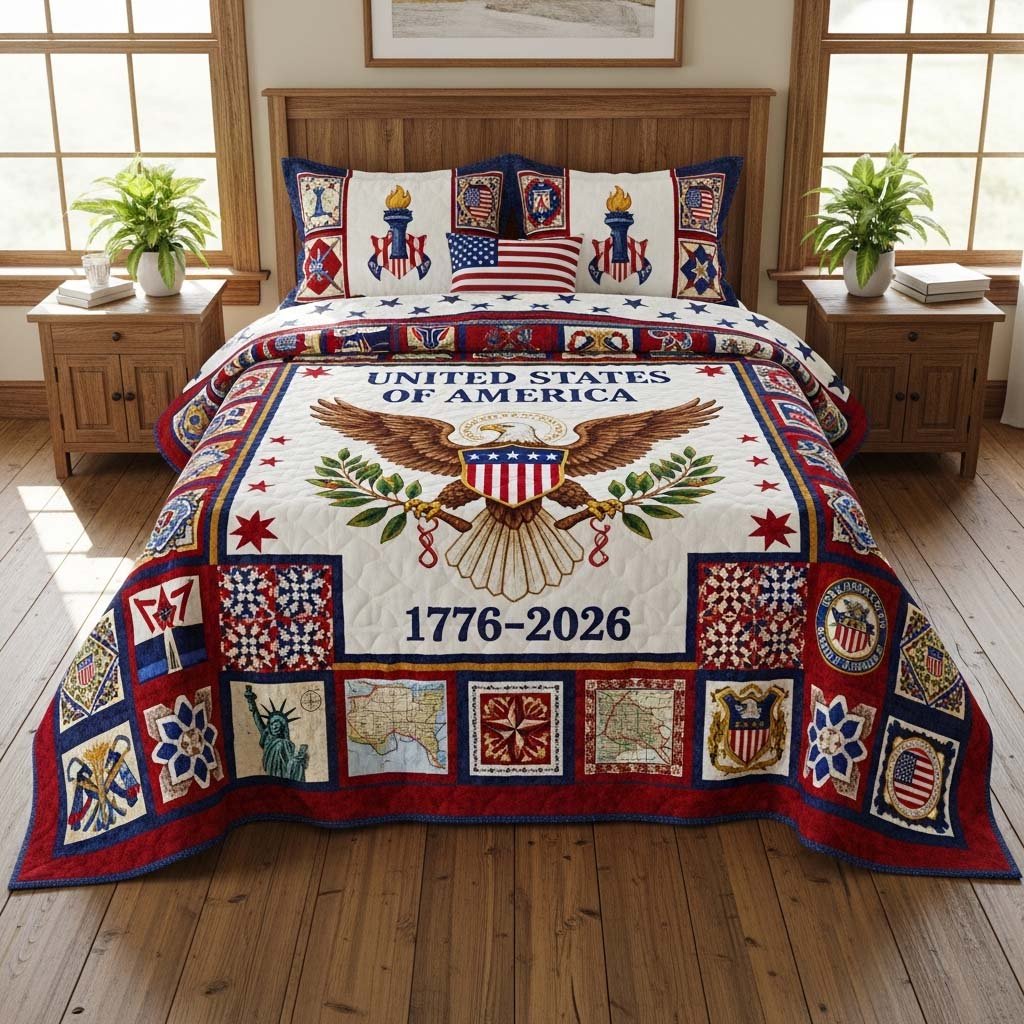 Unity Quilt 3 Piece Quilted Bedding Set Gift For Home Decor Lovers