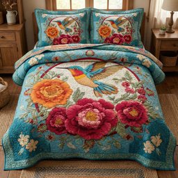 Blossom Grace 3 Piece Quilted Bedding Set Gift For Flower Lovers