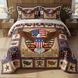 Liberty Crest 3 Piece Quilted Bedding Set Gift For Home Decor Lovers