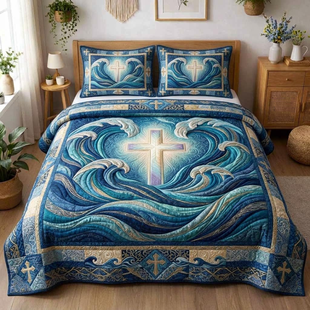 Passover Grace 3 Piece Quilted Bedding Set Gift For Christians