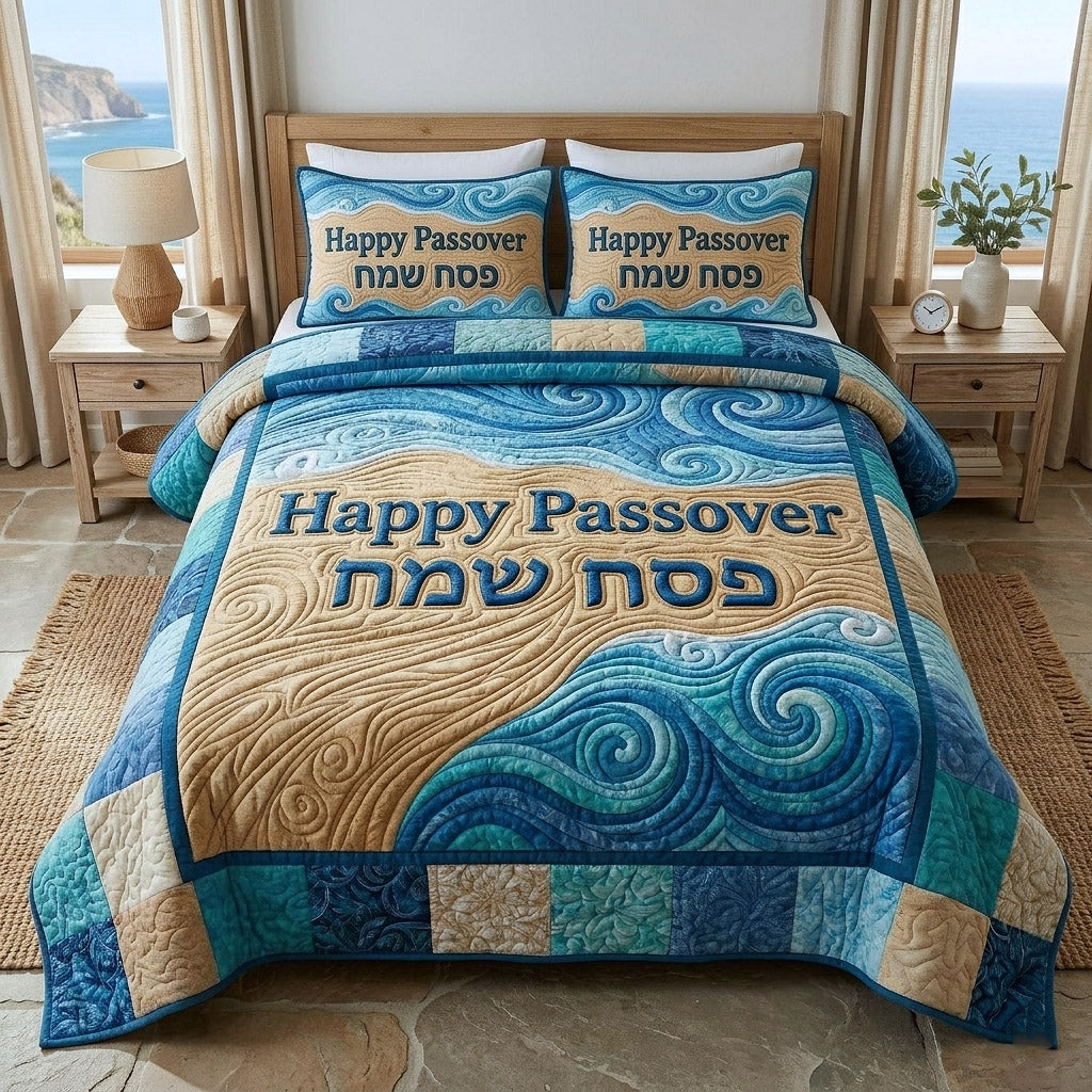 Passover Heritage 3 Piece Quilted Bedding Set Gift For African American Heritage Lovers