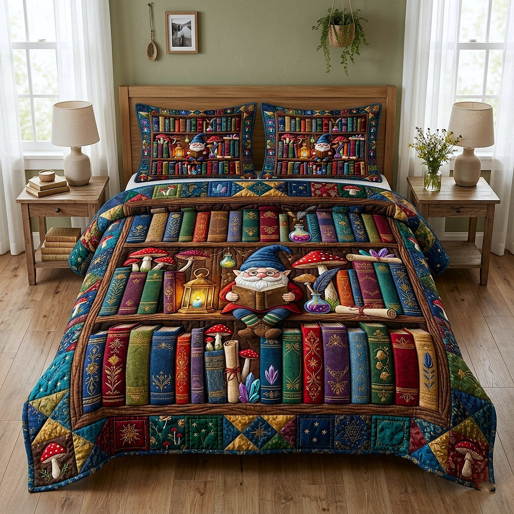 Library Nook 3 Piece Quilted Bedding Set Gift For Book Lovers