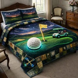 Golden Tee 3 Piece Quilted Bedding Set Gift For Sports Fans