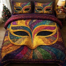 Golden Masque 3 Piece Quilted Bedding Set Gift For Home Decor Lovers