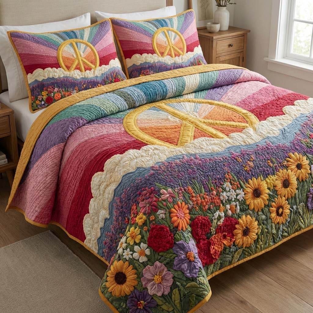 Sunrise Unity 3 Piece Quilted Bedding Set Gift For Home Decor Lovers