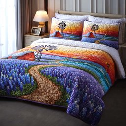 Texas Meadow 3 Piece Quilted Bedding Set Gift For Western Lovers