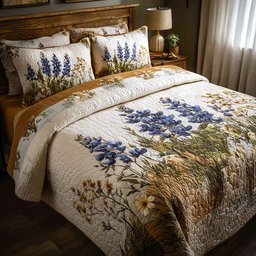 Bluebonnet Bliss 3 Piece Quilted Bedding Set Gift For Western Lovers