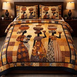 Earth Mother Legacy 3 Piece Quilted Bedding Set Gift For African American Heritage Lovers