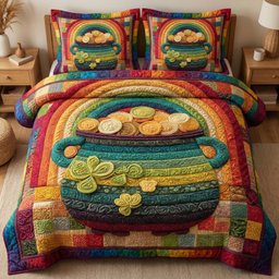 Golden Cauldron 3 Piece Quilted Bedding Set Gift For Home Decor Lovers