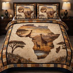 Savanna Spirit Legacy 3 Piece Quilted Bedding Set Gift For African American Heritage Lovers