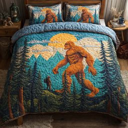 Golden Peak Bigfoot 3 Piece Quilted Bedding Set Gift For Nature Lovers