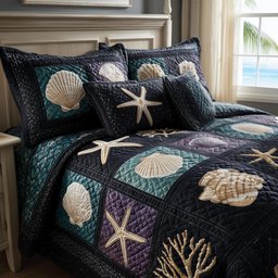 Sea Drift Beach 3 Piece Quilted Bedding Set Gift For Beach Lovers