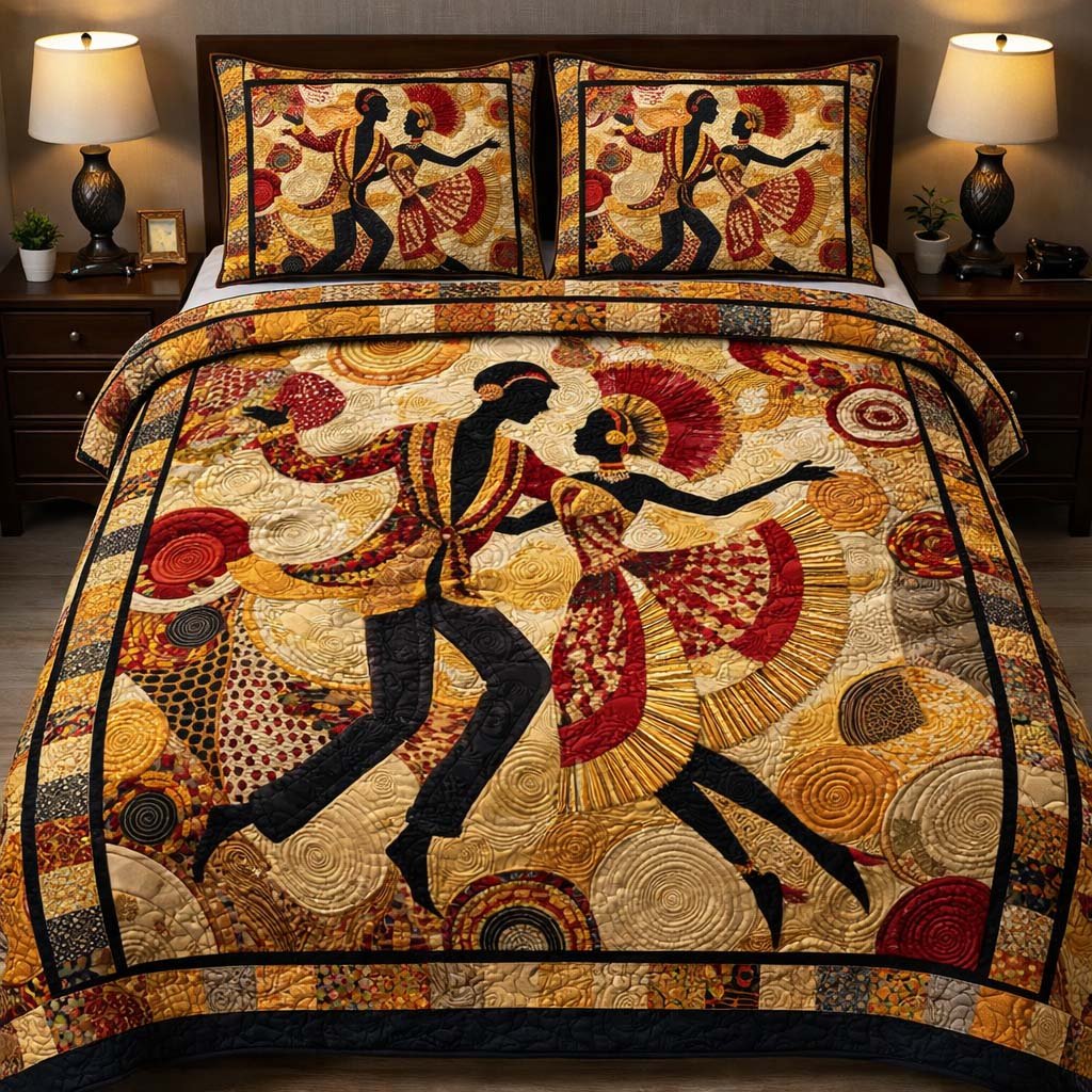 Spirits of Africa 3 Piece Quilted Bedding Set Gift For African American Heritage Lovers