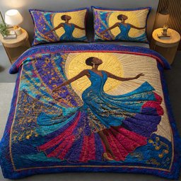 Sacred Rhythm 3 Piece Quilted Bedding Set Gift For African American Heritage Lovers