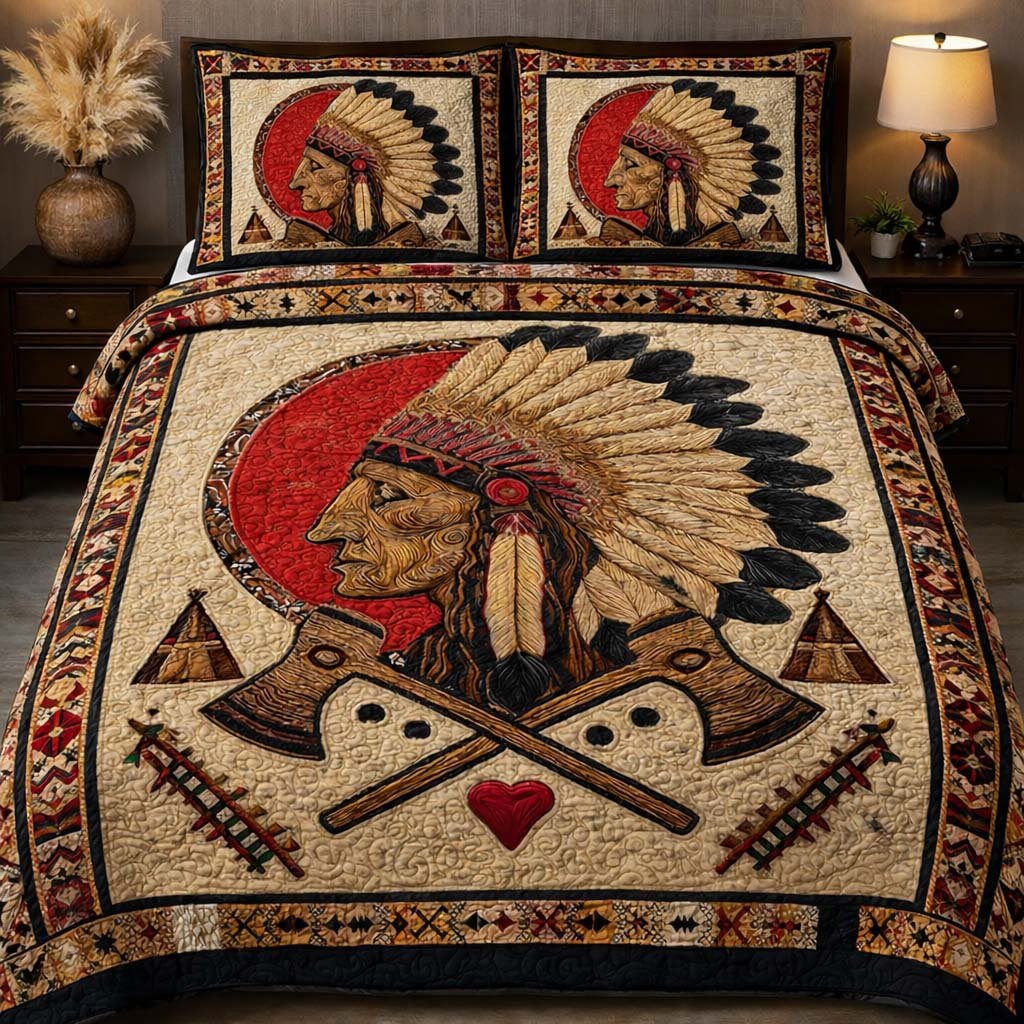 Sacred Warrior Spirit Horse 3 Piece Quilted Bedding Set Gift For Horse Lovers