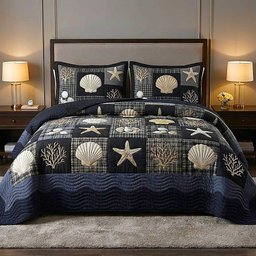 Ocean Breeze Beach 3 Piece Quilted Bedding Set Gift For Beach Lovers