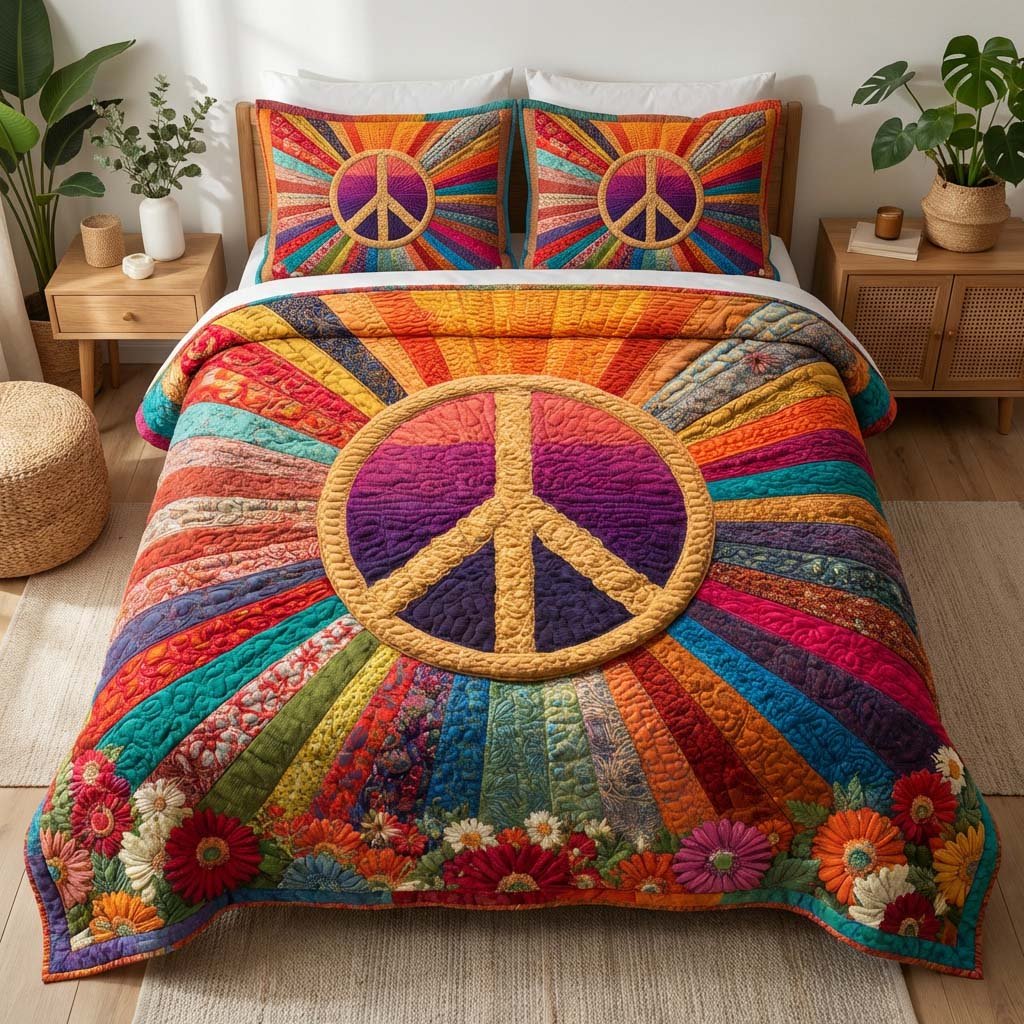 Radiant Freedom 3 Piece Quilted Bedding Set Gift For Home Decor Lovers
