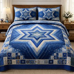 Hanukkah 3 Piece Quilted Bedding Set Gift For Home Decor Lovers