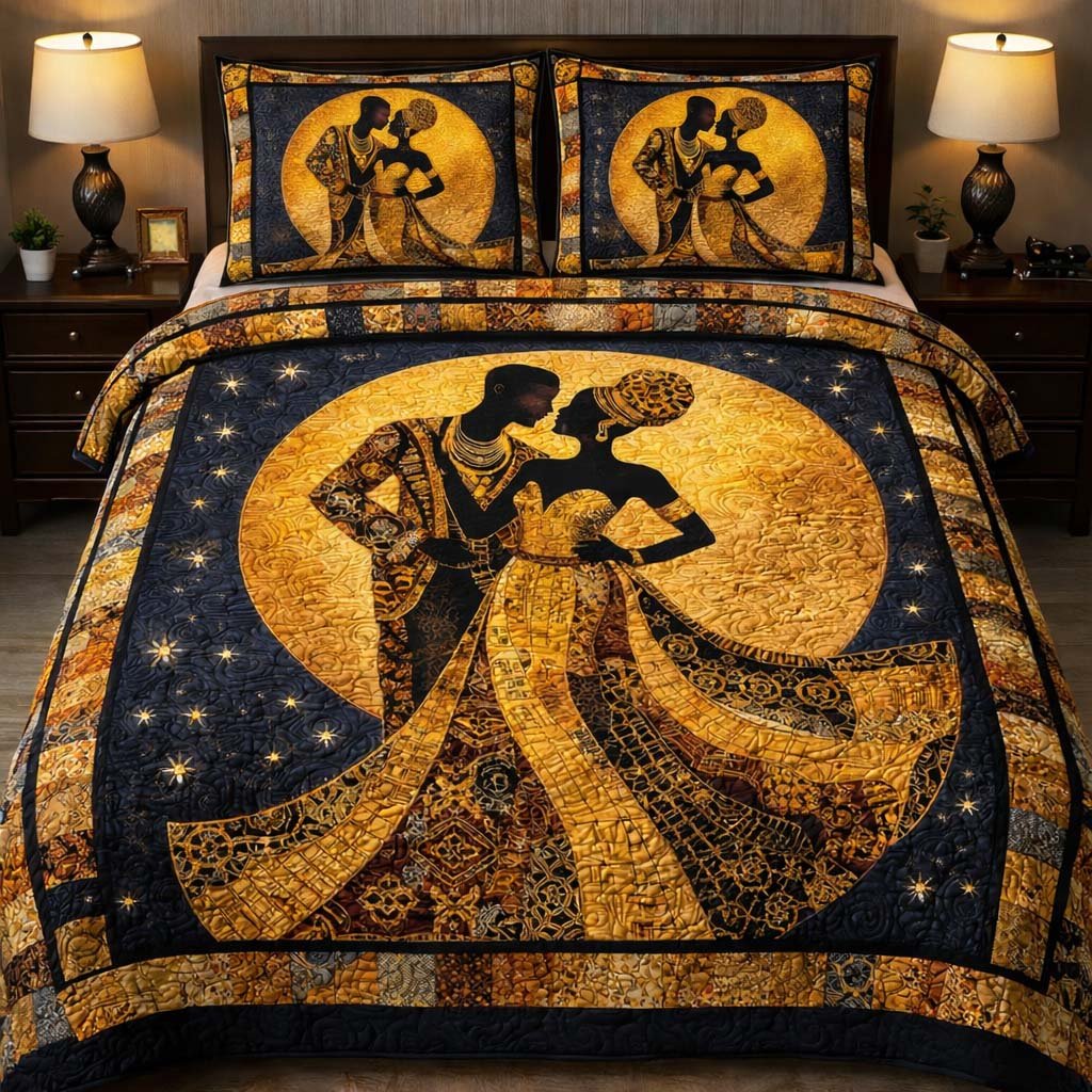 Eternal Tribal Love 3 Piece Quilted Bedding Set Gift For African American Heritage Lovers