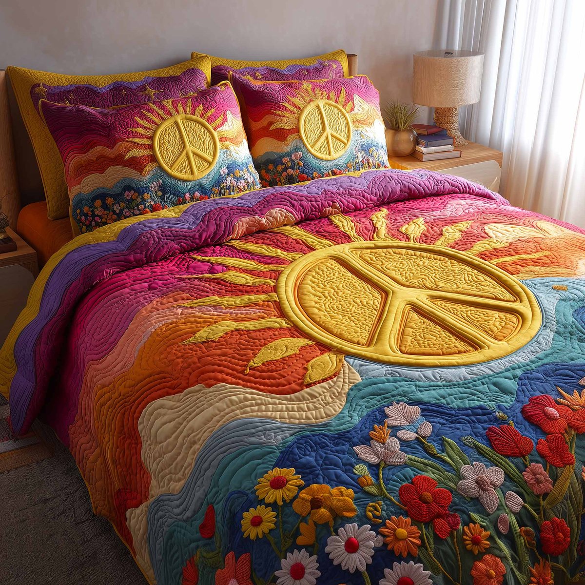 Free Spirit 3 Piece Quilted Bedding Set Gift For Home Decor Lovers