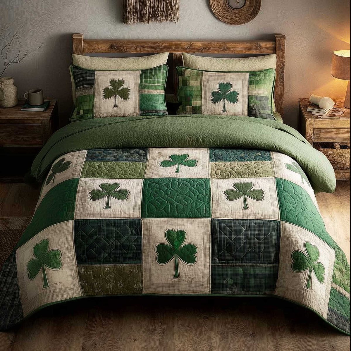 Irish Blessings 3 Piece Quilted Bedding Set Gift For Holiday Decor Lovers