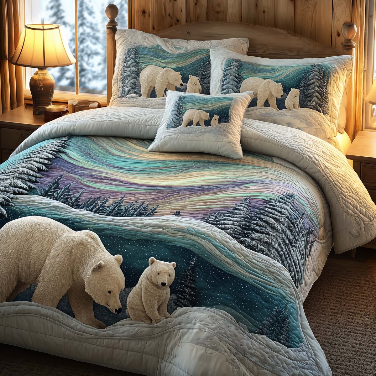 Northern Calm 3 Piece Quilted Bedding Set Gift For Home Decor Lovers